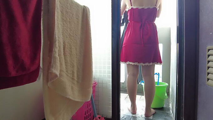 A Young Indonesian Woman Signs A Contract And Then Proceeds To Clean Clothes In A Steamy Video