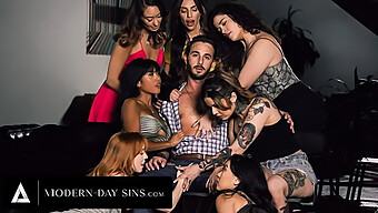 Ember Snow And Madi Collins Indulge In Rough Reverse Gangbang With Support Group Members