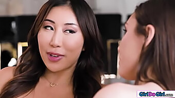 Maya Woulfe And Her Busty Asian Girlfriend Enjoy Anal Play With Strapon